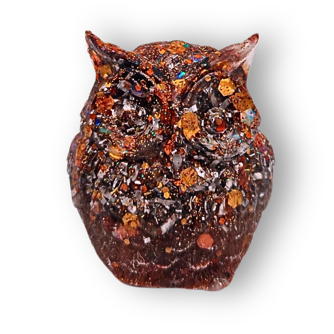 Zwarte toermalijn Uil (Groot) Orgonite