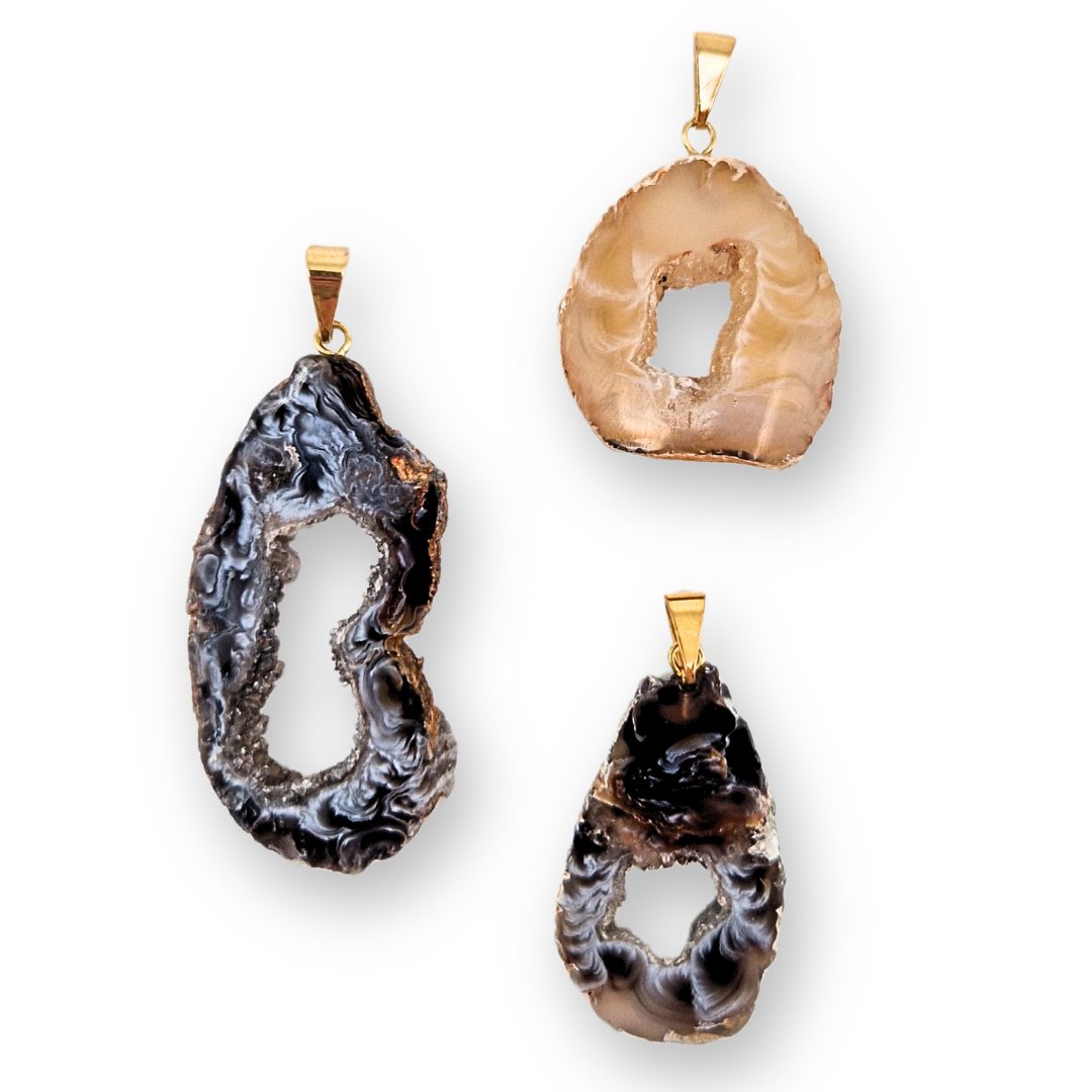 Agaat geode gouden hanger