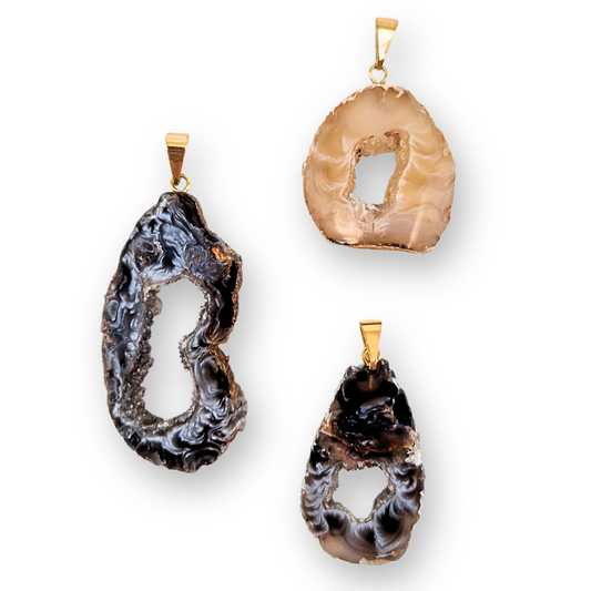 Agaat geode gouden hanger