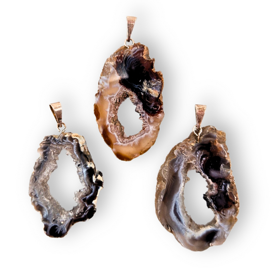 Agaat geode zilver hanger